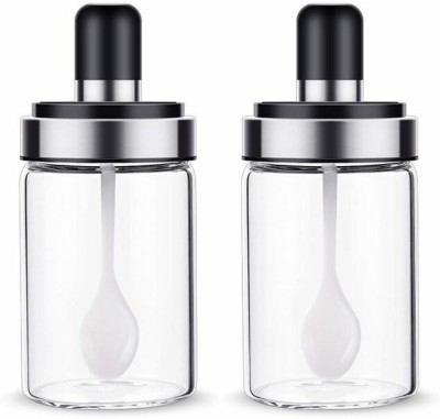 Navmi Glass Pickle Jar  - 300 ml(Pack of 2, Clear)