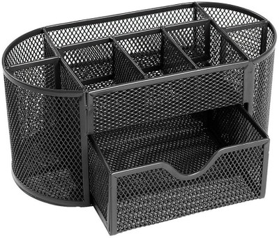 BLAPOXE 9 Compartments METAL DESK ORGANIZER(Black)