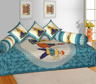 24x7 Home Store Cotton Abstract Diwan Set(Multicolor)