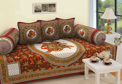 24x7 Home Store Cotton Abstract Diwan Set(Multicolor)