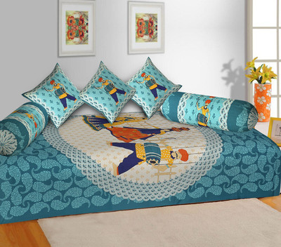 24x7 Home Store Cotton Abstract Diwan Set(Multicolor)