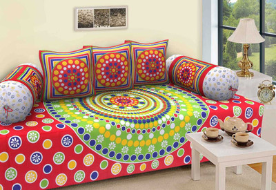 24x7 Home Store Cotton Abstract Diwan Set(Multicolor)