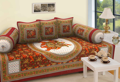 24x7 Home Store Cotton Abstract Diwan Set(Multicolor)