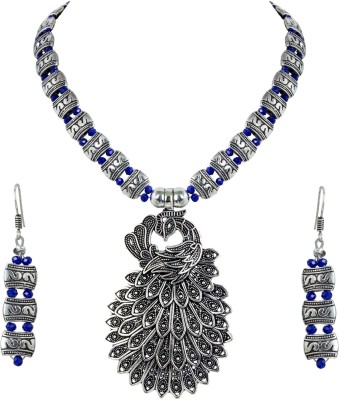 Waama Jewels Brass Silver Blue, Silver Jewellery Set(Pack of 1)
