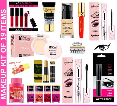 Lady FASHION Perfect Makeup Kit For Girls, Women & Bridal 08(Pack of 19)