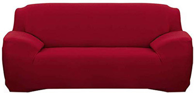 HOUSE OF QUIRK Polyester Plain 3 Seater Sofa Cover(Wine Red Pack of 1)