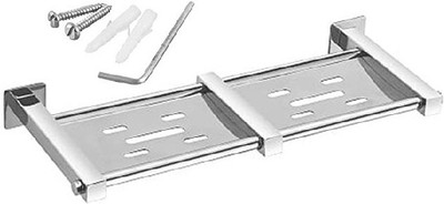 iSTAR Square Heavy Double Soap Dish / Soap Case / Soap Stand ( Material : Stainless Steel ) Set of 2(Silver)