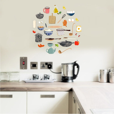 VCREATE DECOR 58 cm Kitchen untensils Removable Sticker(Pack of 1)