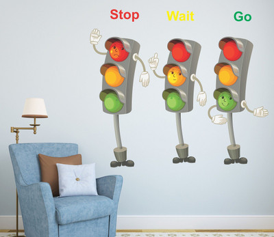 Wallzone 100 cm Traffic Signal Removable Sticker(Pack of 1)