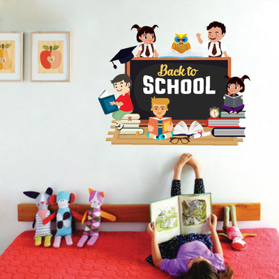 VCREATE DECOR 58 cm School kids design Removable Sticker(Pack of 1)