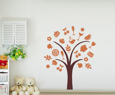 VCREATE DECOR 58 cm Tree & kitchen untensils Removable Sticker(Pack of 1)