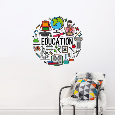 VCREATE DECOR 58 cm School design Removable Sticker(Pack of 1)