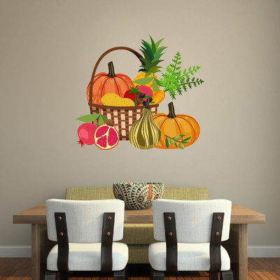 VCREATE DECOR 58 cm Fruits Removable Sticker(Pack of 1)