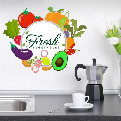 VCREATE DECOR 58 cm Fresh vegetables design Removable Sticker(Pack of 1)