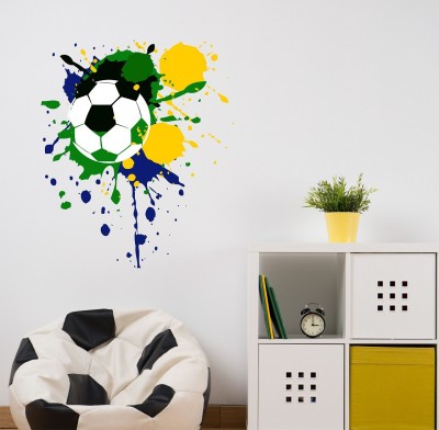 Wallzone 50 cm FootBall 3d Removable Sticker(Pack of 1)