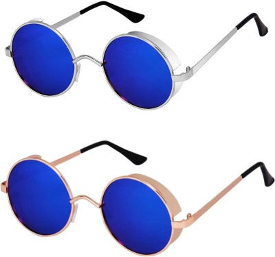 Rich Club Round Sunglasses(For Men & Women, Blue, Blue)