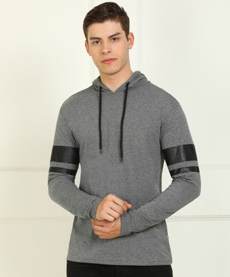 Billion Solid Men Hooded Neck Grey T-Shirt