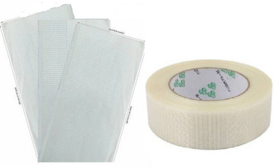 Dinetic Set of 3 front bat protectiom fibre with 1 side protection fibre Support Tape(White)