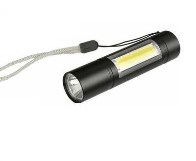 ZIGLY Mini Zoomable Rechargeable LED Flashlight Torch(Black, 10.5 cm, Rechargeable)
