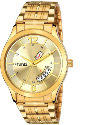 HMTI HM-8086 Golden New Original Gold Plated Day And Date Functioning Analog Watch  - For Men