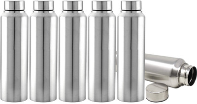 KUBER INDUSTRIES 1000 ml Steel Bottle(Pack of 6, Silver)