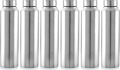 KUBER INDUSTRIES 1000 ml Steel Bottle(Pack of 6, Silver)