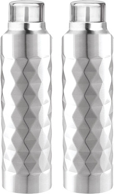 KUBER INDUSTRIES 1000 ml Steel Bottle(Pack of 2, Silver)