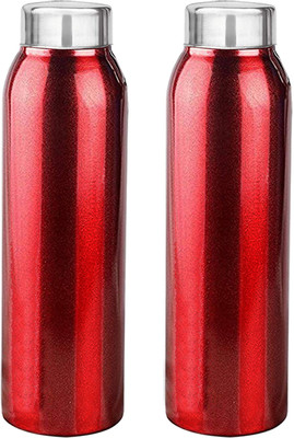 KUBER INDUSTRIES 1000 ml Steel Bottle(Pack of 2, Maroon)