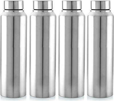KUBER INDUSTRIES 1000 ml Steel Bottle(Pack of 4, Silver)