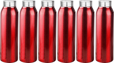 KUBER INDUSTRIES 1000 ml Steel Bottle(Pack of 6, Maroon)