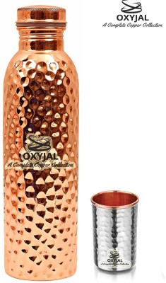 Oxyjal Pure 1000 ml bottle 1 250 ml Copper Glass For Drink Water Luxury Gift Set 1000 ml Bottle(Pack of 2, Brown, Copper)