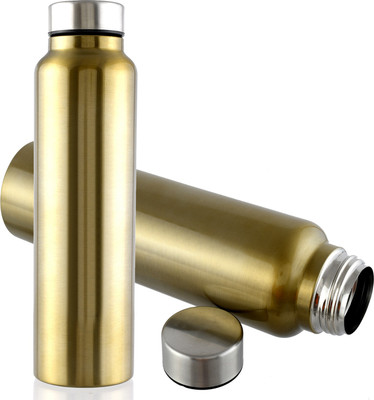 KUBER INDUSTRIES 1000 ml Steel Bottle(Pack of 2, Gold)
