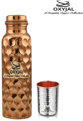 Oxyjal Pure 1000 ml bottle 1 250 ml Copper Glass For Drink Water Luxury Gift Set 1000 ml Bottle(Pack of 2, Brown, Copper)