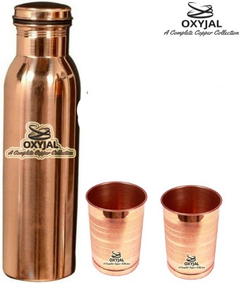 Oxyjal Pure 1000 ml bottle 2 250 ml Copper Glass For Drink Water Luxury Gift Set 1000 ml Bottle(Pack of 3, Brown, Copper)