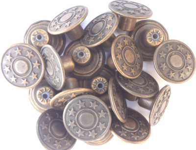 aaryason Unisex No Sewing Brass Jeans Buttons Brown Buttons  (Pack of 20)Star Pattern Brass Buttons(Pack of 20)