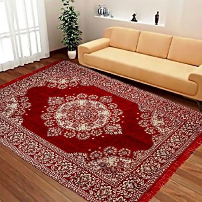 AK Decor Red Velvet Carpet(5 ft,  X 7 ft, Rectangle)