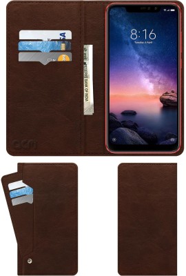 ACM Wallet Case Cover for Mi Redmi Note 6 Pro(Brown, Cases with Holder, Pack of: 1)