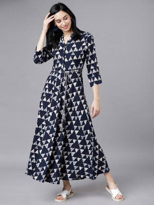 Vishudh Women Maxi Blue Midi/Calf Length Dress