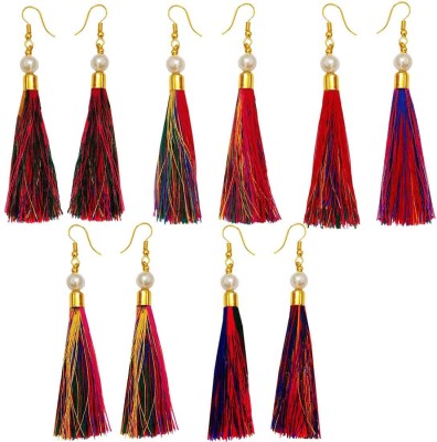 rich & famous Combo Of 5 Pair Stylish Multicolor Small Tassel Earring Metal Tassel Earring