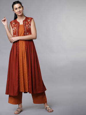 Vishudh Women Palazzo Ethnic Jacket Set