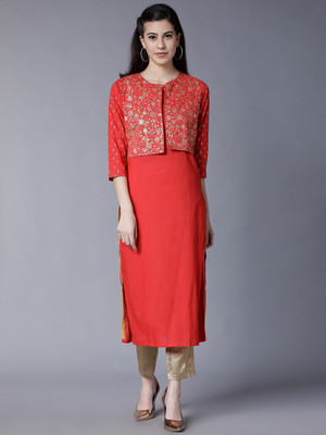 Vishudh Women Kurta Pant Ethnic Jacket Set