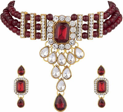 CATALYST Brass Brass Maroon Jewellery Set(Pack of 1)
