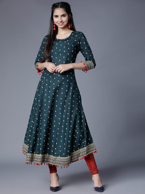Vishudh Women Printed Straight Kurta(Multicolor)