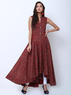 Vishudh Women Printed High Low Kurta(Multicolor)