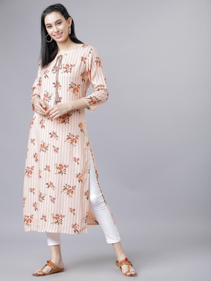 Vishudh Women Floral Print Straight Kurta(Multicolor)
