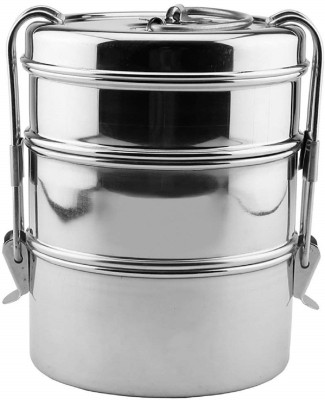 Gking Stainless Steel Clip Carrier Lunch Box, 3 Containers, 1800 ml; Size 8x3 3 Containers Lunch Box(1800 ml)