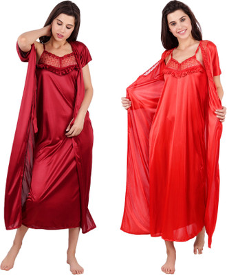 ABACADA'S GAJAB Women Nighty with Robe(Multicolor)