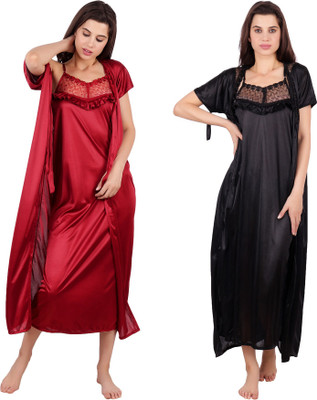 ABACADA'S GAJAB Women Nighty with Robe(Multicolor)