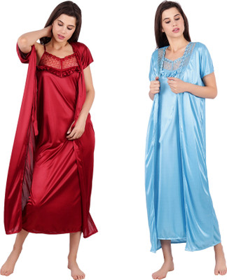ABACADA'S GAJAB Women Nighty with Robe(Multicolor)