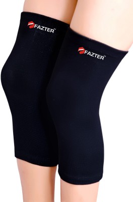 FAZTER Unisex Stretchable Compression Knee Cap Brace For Joint Pain Relief (Pair) Knee Support(Black)